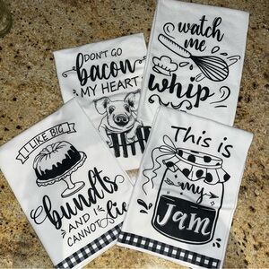 set of 4 funny dish towels (new)